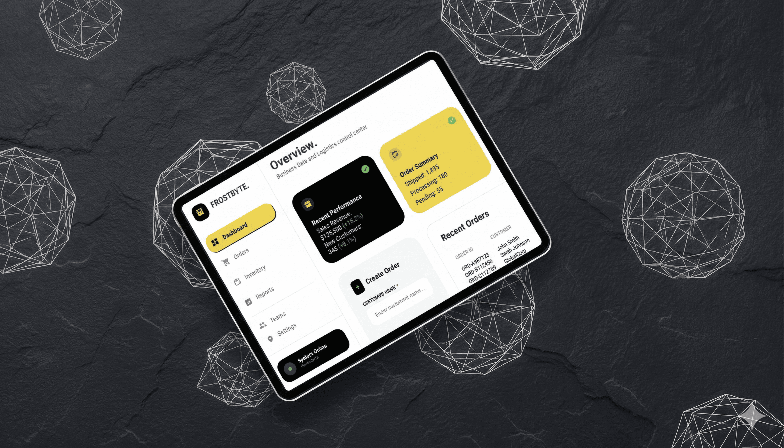 FrostByte logistics platform dashboard